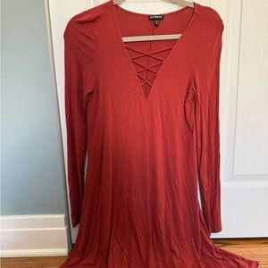 Express Red Crisscross V-Neck Top